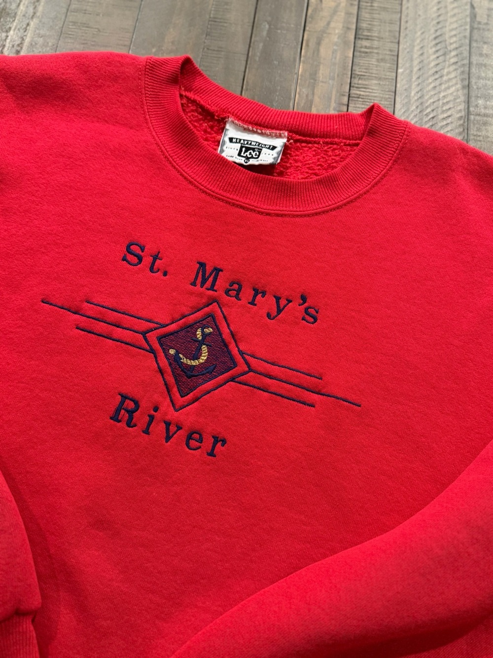 Vintage St. Mary's River Red Crewneck Sweatshirt - Lee Embroidered